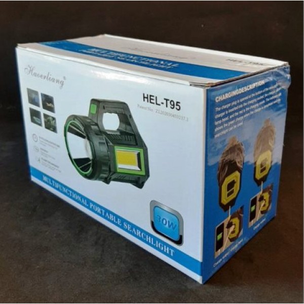 Ліхтар на акумуляторі LED, кемпінговий, HEL-T95, із сонячною панеллю, 7 режимів